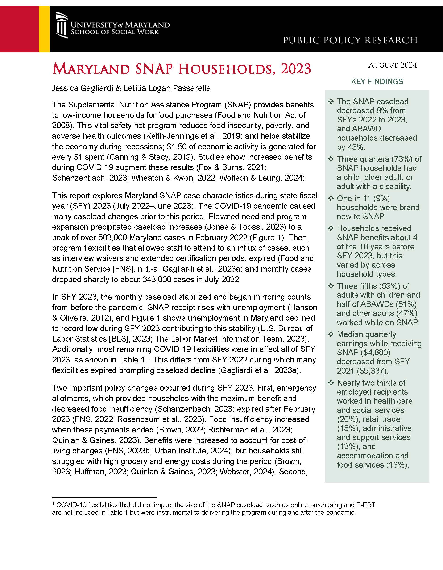 Maryland SNAP Households, 2023